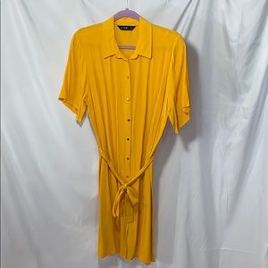 Forever21 Yellow Button Up Collared Dress